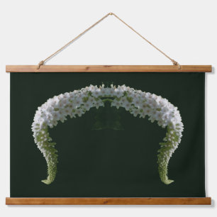 Curling White Wildblume Abstrakt Wandteppich Mit Holzrahmen