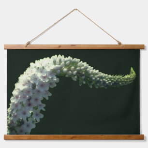 Curling White Wildblume Wandteppich Mit Holzrahmen