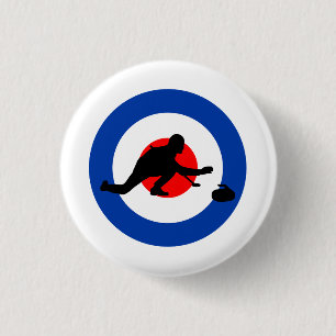Curling Winter Ice Sport Curler Bullseye Button