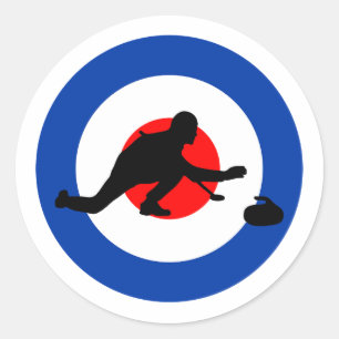 Curling Winter Ice Sport Curler Bullseye Runder Aufkleber
