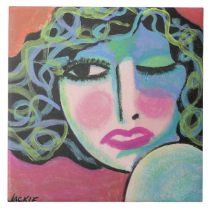 Curls Abstraktes Portrait einer Frau Fliese