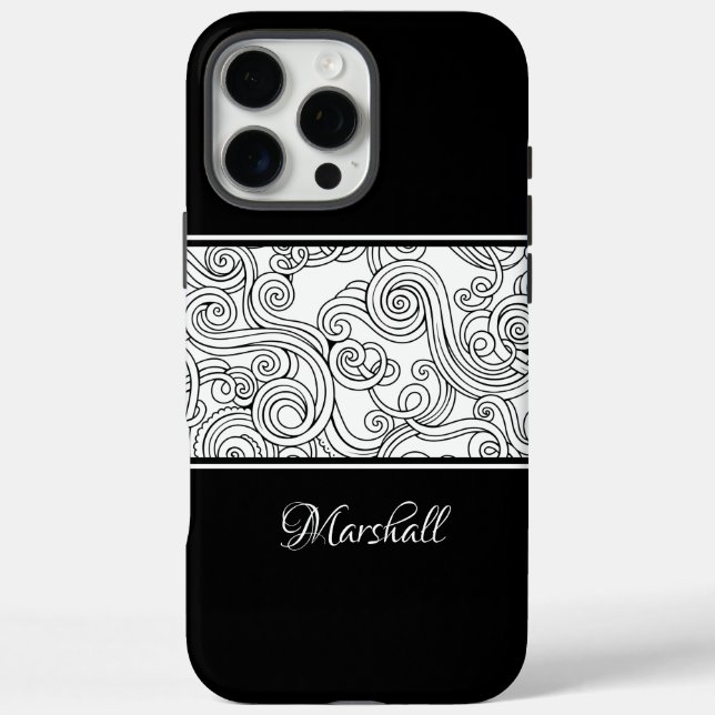 Curls Design Schwarz und Weiß iPhone 16 Pro Max Hülle (Rückseite)