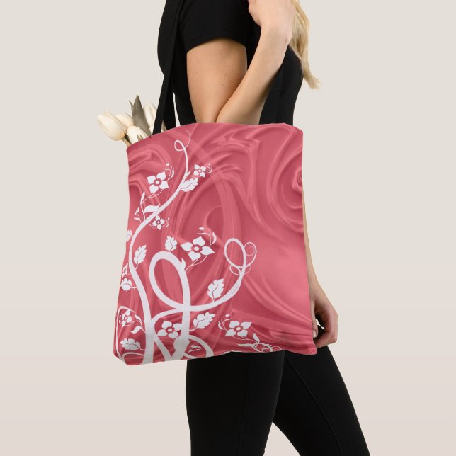 Curls über rote Kunstwerke Tasche (Von Nahem)