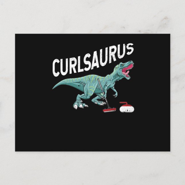 Curlsaurus Curling Saurus Dinosaur Curling Iron Postkarte (Vorderseite)