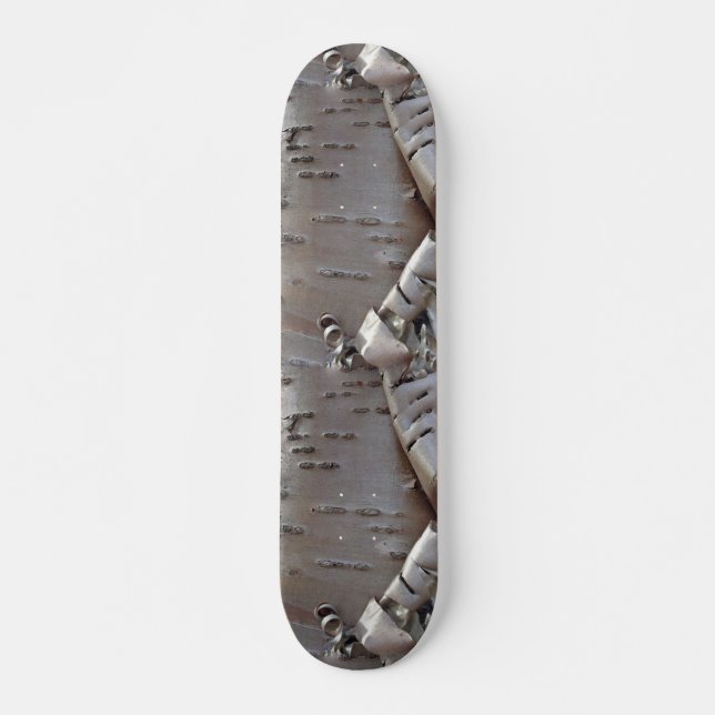 Curly Birch Bark Tree Rustic Skateboard (Vorne)