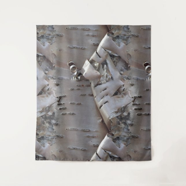 Curly Birch Bark Tree Rustic Wandteppich (Vorderseite)