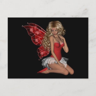 Curly Blond 3D Fairy in Pink Postkarte
