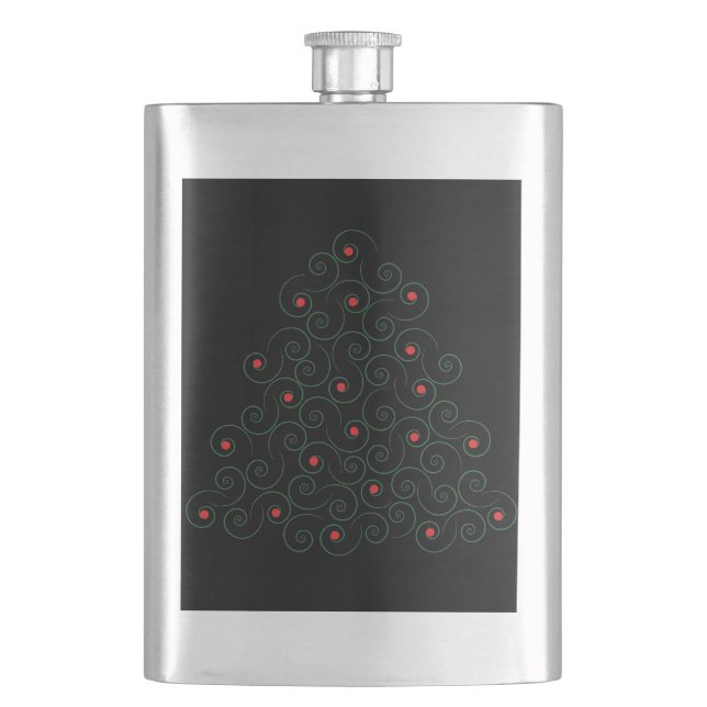 Curly Christmas Tree Black Flachmann (Vorderseite)