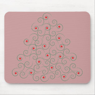 Curly Christmas Tree Pink Mousepad