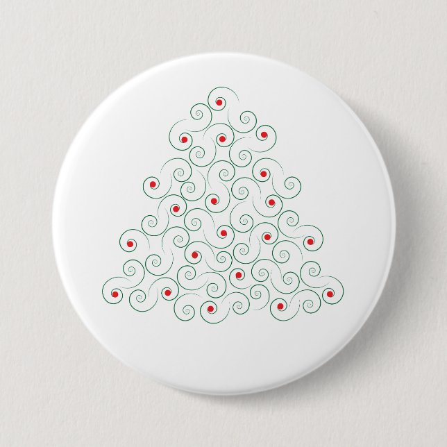 Curly Christmas Tree White Button (Vorderseite)