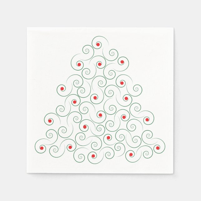 Curly Christmas Tree White Serviette (Vorderseite)