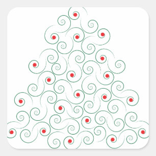 Curly Christmas Tree White Sticker
