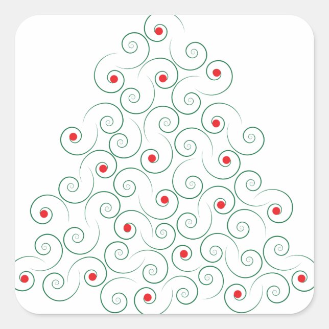 Curly Christmas Tree White Sticker (Vorderseite)