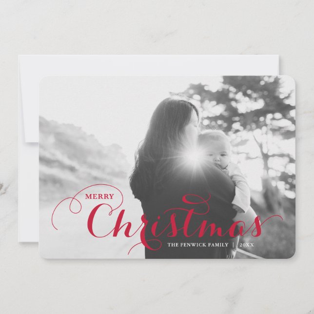 Curly classique Joyeux Carte photo de Noël (Devant)