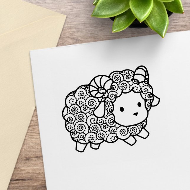 Curly Coat Little Sheep Ram Gummistempel (Von Creator hochgeladen)