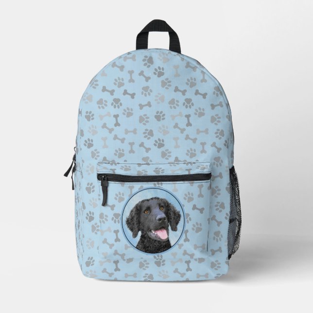 Curly Coated Retriever Painting - Original Dog Art Bedruckter Rucksack (Vorderseite)