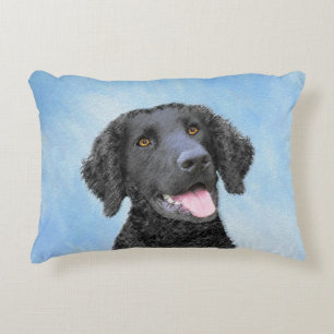 Curly Coated Retriever Painting - Original Dog Art Dekokissen
