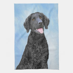 Curly Coated Retriever Painting - Original Dog Art Geschirrtuch