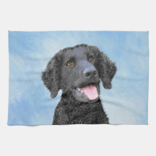 Curly Coated Retriever Painting - Original Dog Art Geschirrtuch