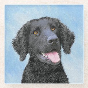 Curly Coated Retriever Painting - Original Dog Art Glasuntersetzer