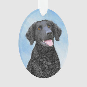Curly Coated Retriever Painting - Original Dog Art Ornament