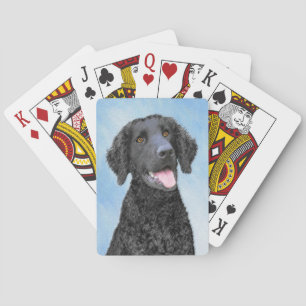 Curly Coated Retriever Painting - Original Dog Art Spielkarten