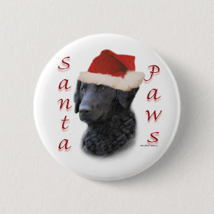 Curly Coated Retriever Santa Paws Button