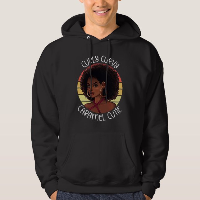 Curly Coily Curvy Caramel Cutie Black Beauty Lover Hoodie (Vorderseite)