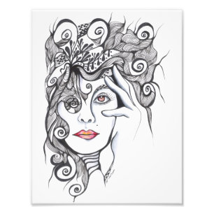 Curly-Frisur Girl-Portrait Fotodruck