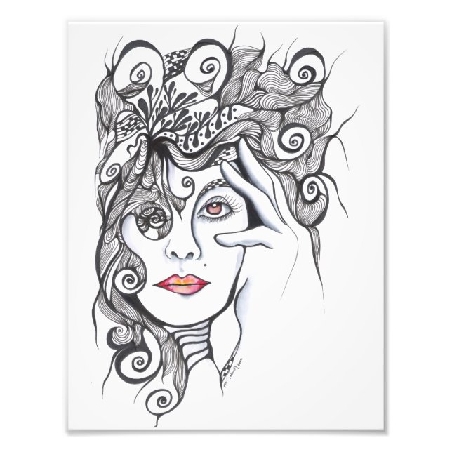 Curly-Frisur Girl-Portrait Fotodruck (Vorne)