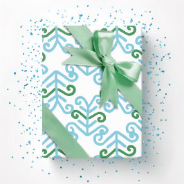 Curly Frond in Green and Aqua Geschenkpapier