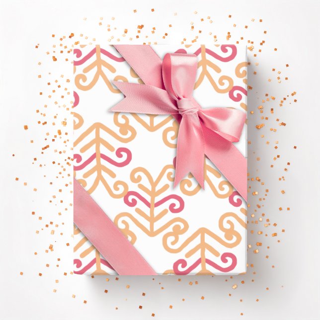 Curly Frond in Pink and Orange Geschenkpapier (Von Creator hochgeladen)