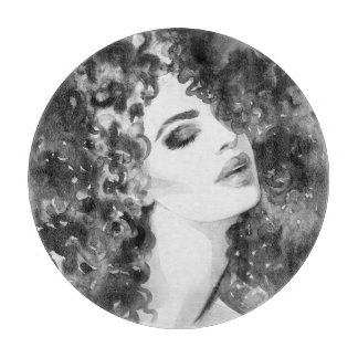 Curly Grace: Aquarellfarben Schneidebrett