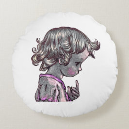 Curly Hair Girl Rundkissen Rundes Kissen