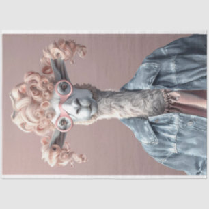 Curly Hair Llama Pink Sonnenbrille Decoupage Seidenpapier