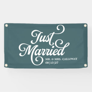 Curly Just Married Car Banner