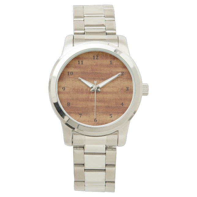 Curly Koa Acacia Holz Grain Look Armbanduhr (Vorderseite)
