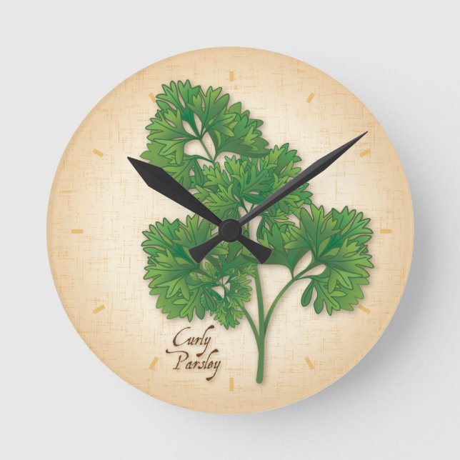 Curly Parsley Clock Runde Wanduhr (Vorderseite)