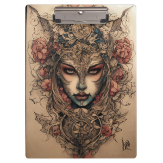 "Curly Princess Woman Clipboard" Klemmbrett