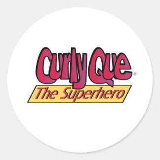 Curly Que der Superheld Runder Aufkleber