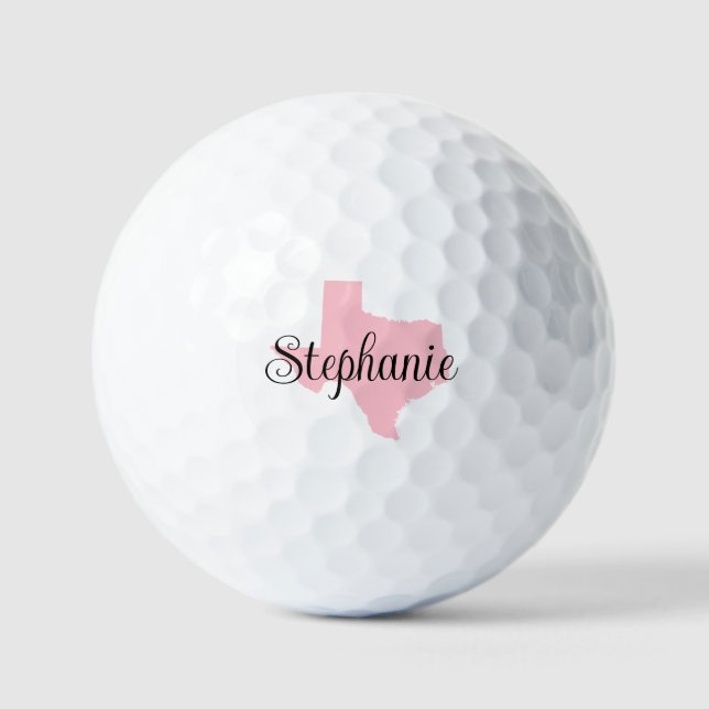 Curly Script Name Pink Texas Golfball (Vorderseite)