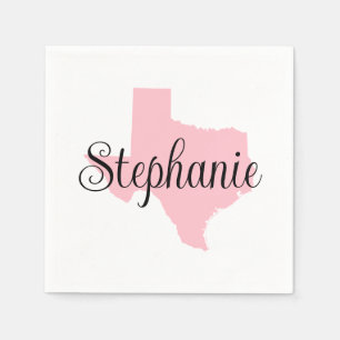 Curly Script Name Pink Texas Serviette