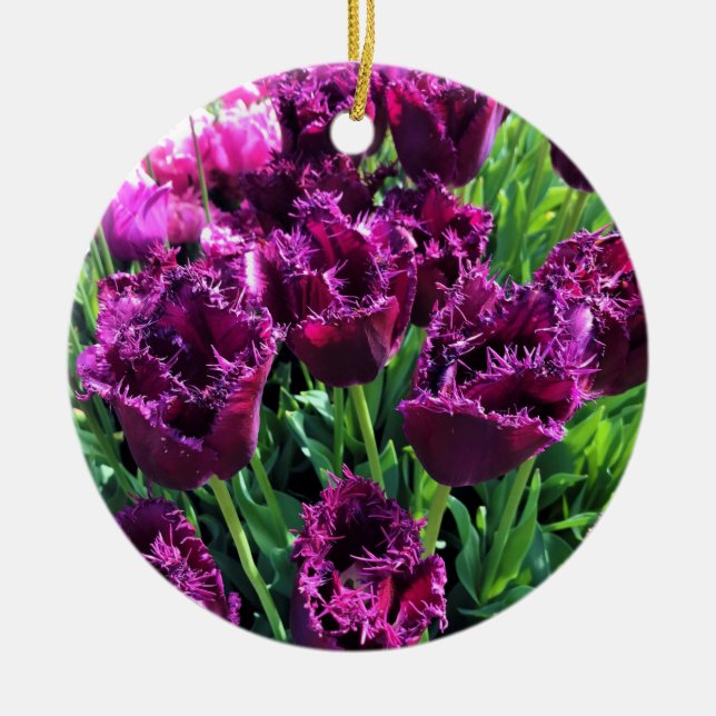 Curly Sue Lila Tulips, Oregon Keramik Ornament (Vorne)
