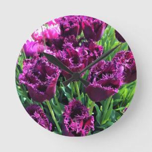 Curly Sue Purple Tulips, Oregon Runde Wanduhr