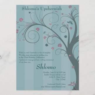 Curly Tree - blaue Einladung