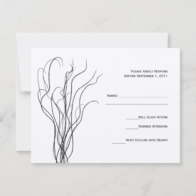 Curly Willow Wedding RSVP Response Card Karte (Vorderseite)