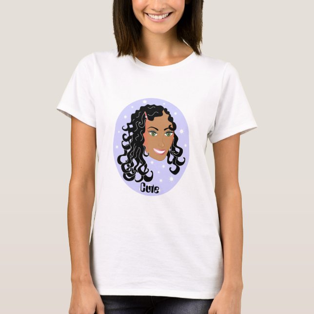 CurlyWavyHairGirl, niedlich T-Shirt (Vorderseite)