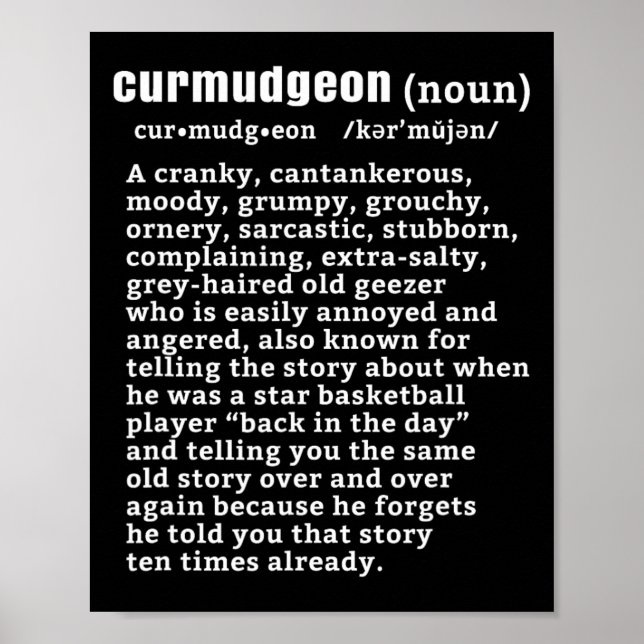 Curmudgeon (Bysketbyll-Version) Spaß Senior Citize Poster (Vorne)