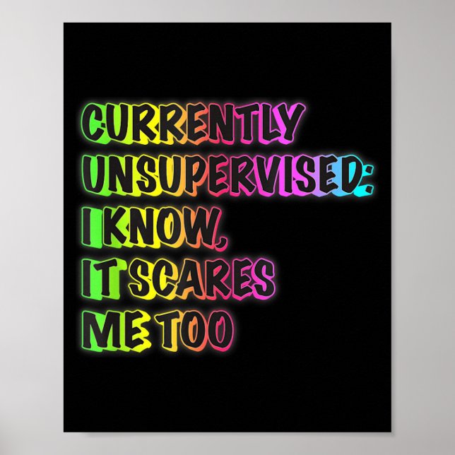 Currently Unsupervised Funny Quote Humor Sarcastic Poster (Vorne)