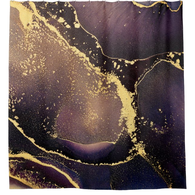 Currents of translucent hues, snaking metallic swi duschvorhang (Vorderseite)